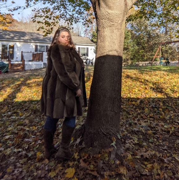 Vintage Muskrat Stroller coat-1985 WM.H.HARRIS Certificate authentic women's fur - Picture 2 of 13